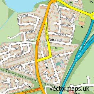 Street map sample of Gartcosh, Lanarkshire