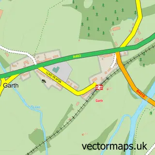 Street map sample of Garth, Powys