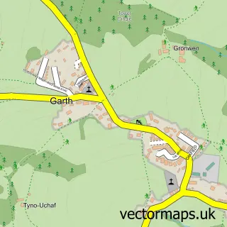 Street map sample of Garth, Clwyd