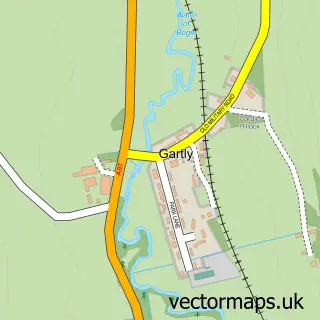 Street map sample of Gartly, Aberdeenshire