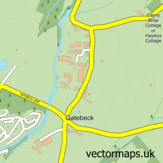 Street map sample of Gatebeck, Cumbria