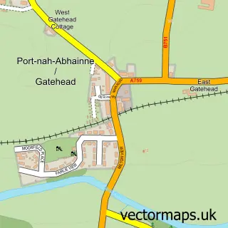 Street map sample of Gatehead, Ayrshire and Arran