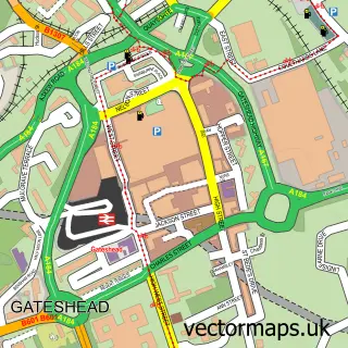 Street map sample of Gateshead, Tyne & Wear