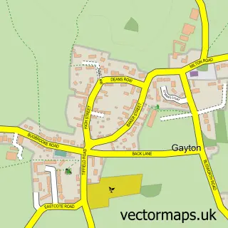 Street map sample of Gayton, Northamptonshire