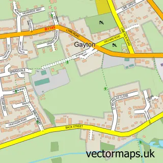 Street map sample of Gayton, Norfolk
