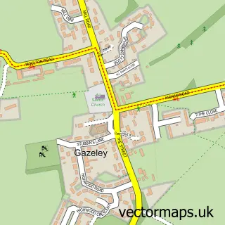 Street map sample of Gazeley, Suffolk