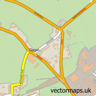 Street map sample of Gegin, Clwyd