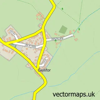 Street map sample of Gellifor, Clwyd