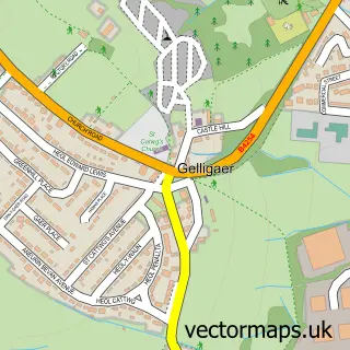 Street map sample of Gelligaer, Gwent