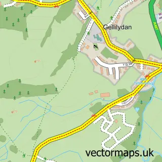 Street map sample of Gellilydan, Gwynedd