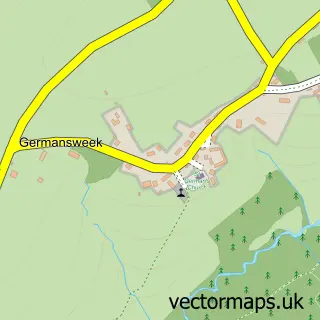 Street map sample of Germansweek, Devon