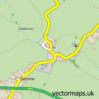 Street map sample of Germoe, Cornwall