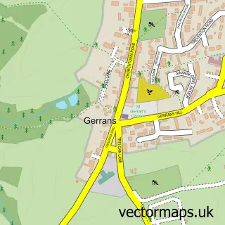Street map sample of Gerrans, Cornwall