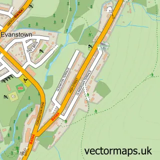 Street map sample of Gilfach Goch, Mid Glamorgan