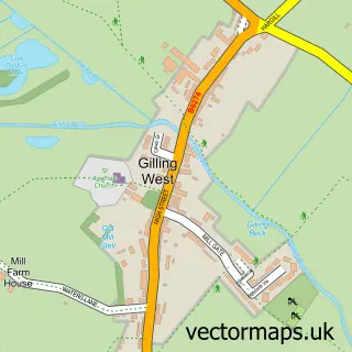 Street map sample of Gilling West, North Yorkshire
