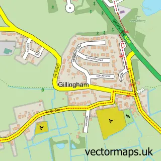 Street map sample of Gillingham, Norfolk