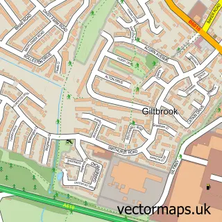 Street map sample of Giltbrook, Nottinghamshire