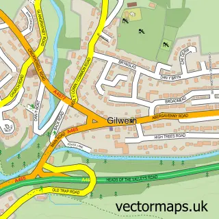 Street map sample of Gilwern, Gwent