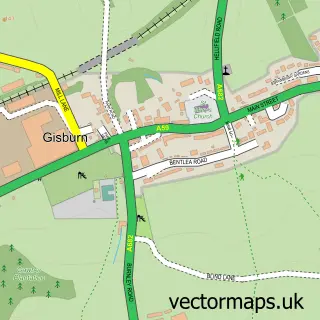 Street map sample of Gisburn, Lancashire