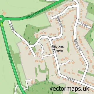Street map sample of Givons Grove, Surrey