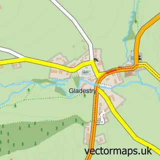 Street map sample of Gladestry, Powys
