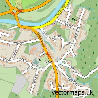 Street map sample of Glais, West Glamorgan