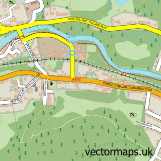 Street map sample of Glanamman, Dyfed