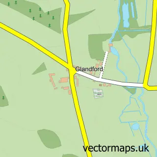 Street map sample of Glandford, Norfolk