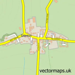 Street map sample of Glanton, Northumberland