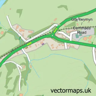Street map sample of Glantwymyn, Powys