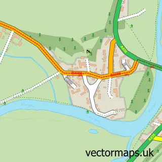 Street map sample of Glasbury, Powys