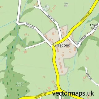 Street map sample of Glascoed, Gwent