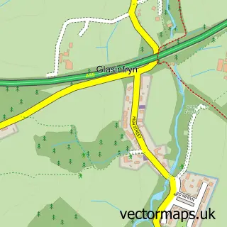 Street map sample of Glasinfryn, Gwynedd