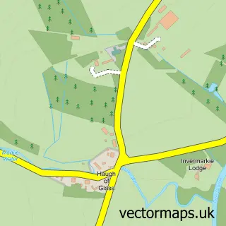 Street map sample of Glass, Aberdeenshire