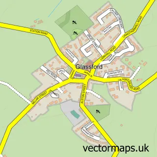 Street map sample of Glassford, Lanarkshire