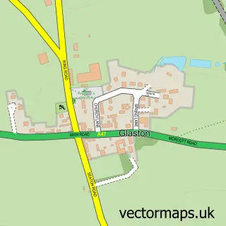 Street map sample of Glaston, Rutland