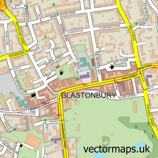 Street map sample of Glastonbury, Somerset