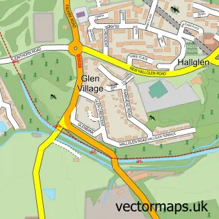Street map sample of Glen Village, Stirling and Falkirk