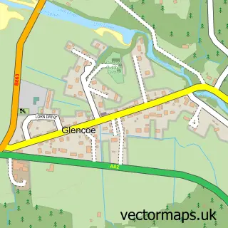 Street map sample of Glencoe, Inverness