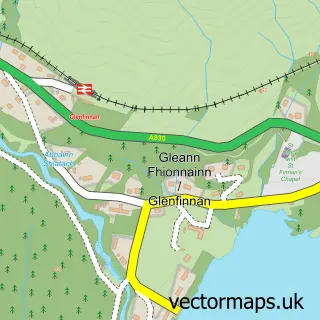 Street map sample of Glenfinnan, Inverness