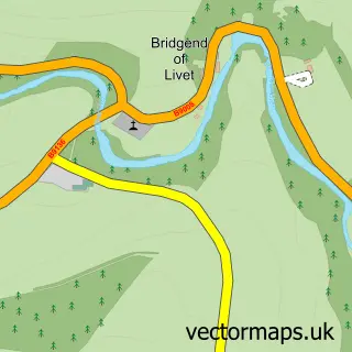 Street map sample of Glenlivet, Banffshire