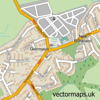 Street map sample of Glenmavis, Lanarkshire