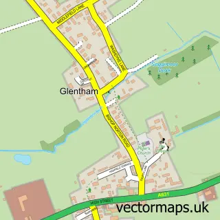 Street map sample of Glentham, Lincolnshire