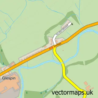 Street map sample of Glespin, Lanarkshire