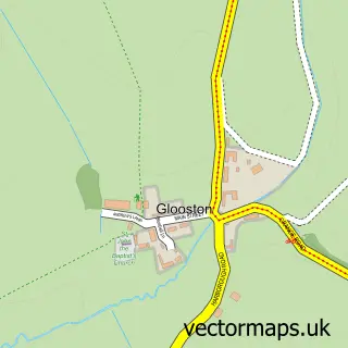 Street map sample of Glooston, Leicestershire