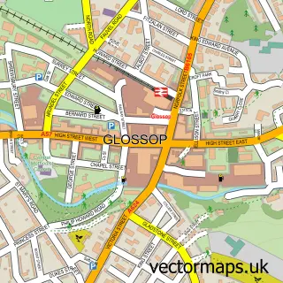 Street map sample of Glossop, Derbyshire