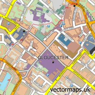 Street map sample of Gloucester, Gloucestershire