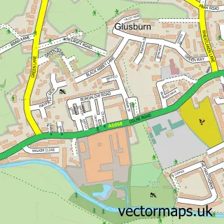 Street map sample of Glusburn, North Yorkshire