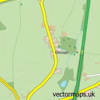 Street map sample of Gluvian, Cornwall