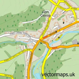 Street map sample of Glyn Ceiriog, Clwyd